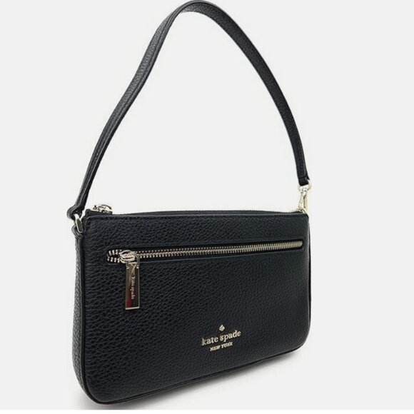 Kate Spade Leila Convertible Wristlet Wallet Purse Pebble Leather Black Clutch - Picture 4 of 6